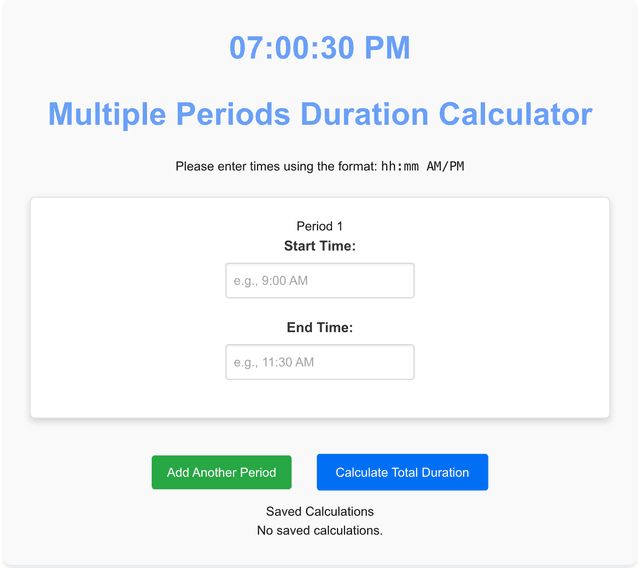 Tool for recording time intervals and accurately computing their total duration